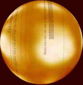 gold sphere with bakiwop.com and other characters written in maroon
