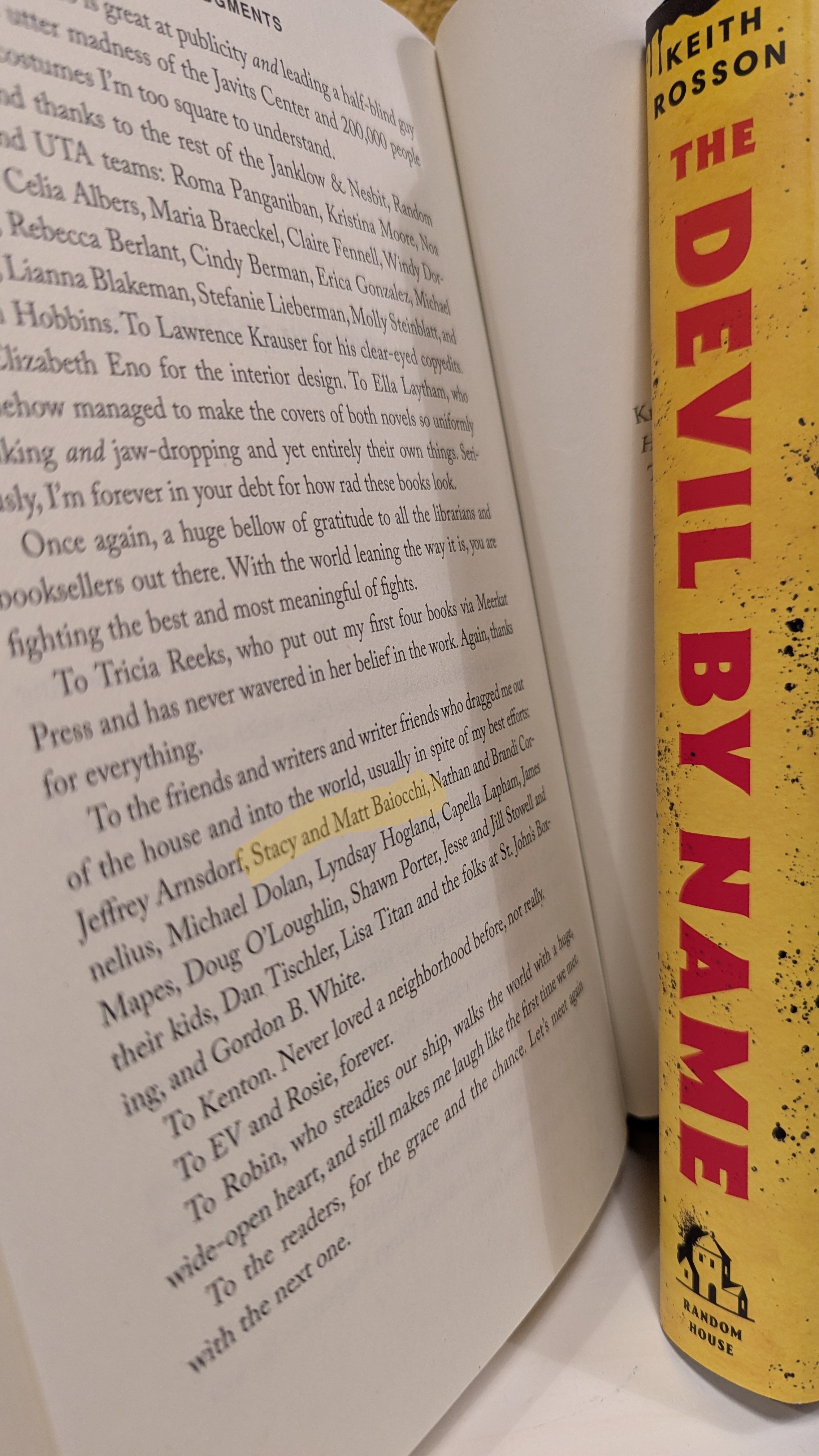 Our names highlighted in the book.