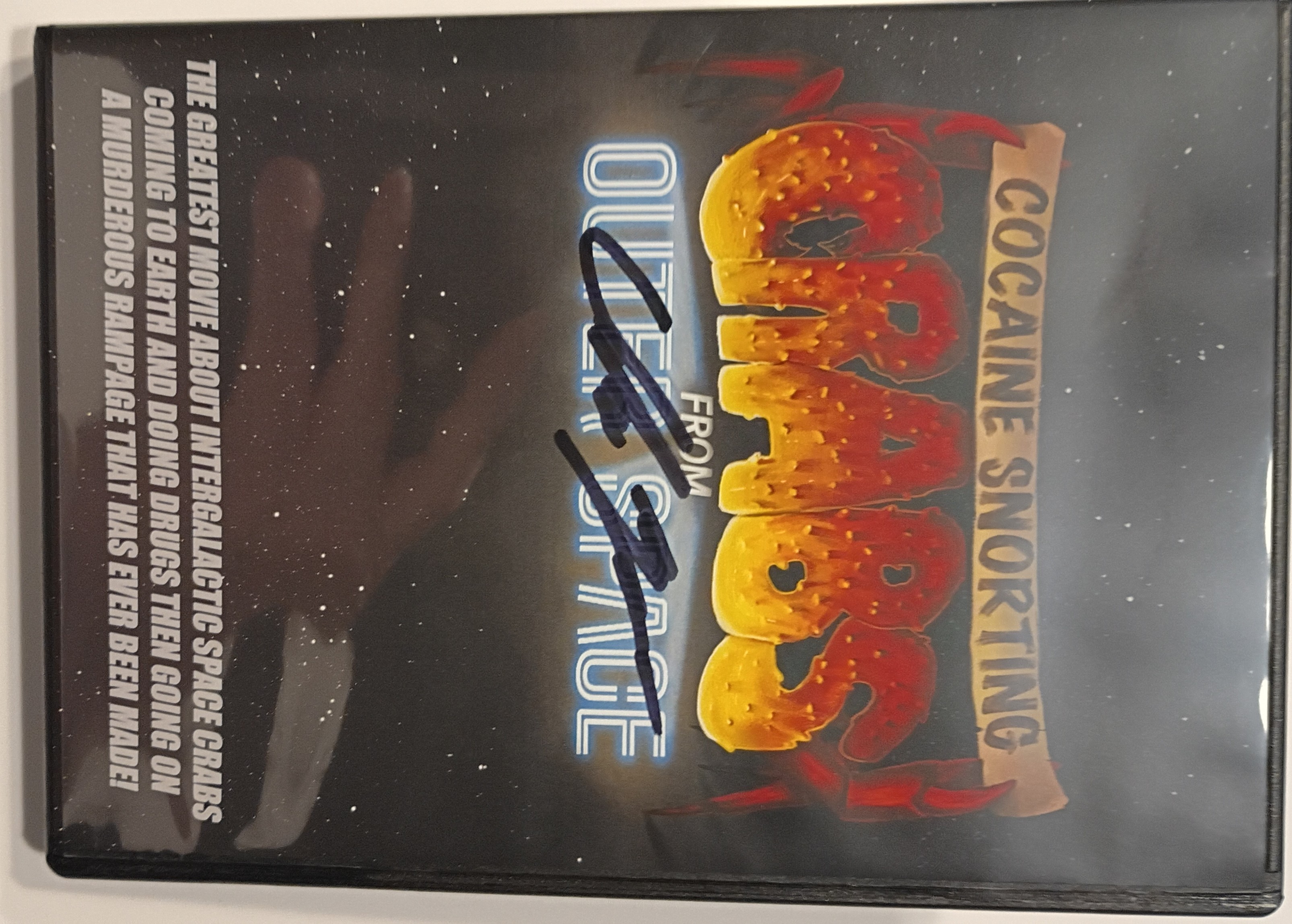 Signed DVD case for Cocaine Crabs from Outer Space.