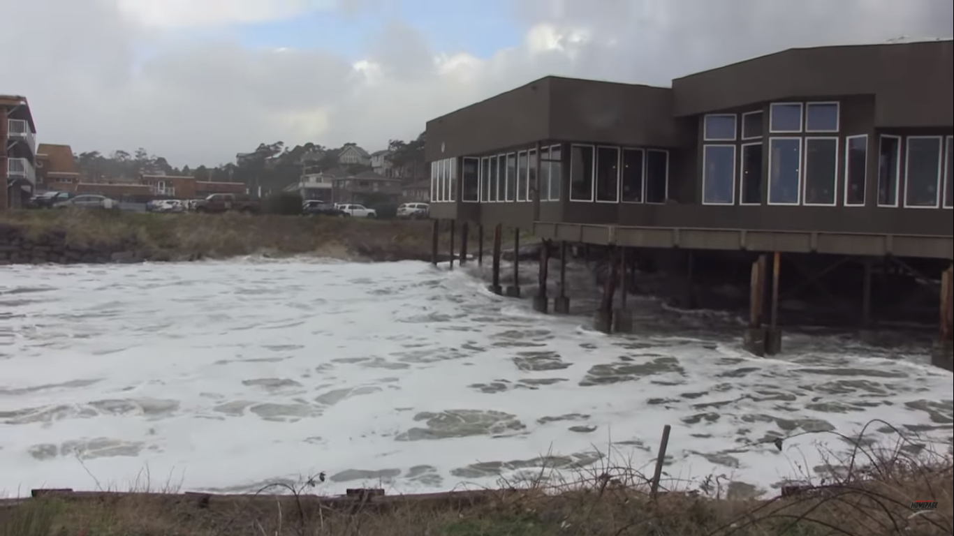 D River flowing backwards due to the king tide.