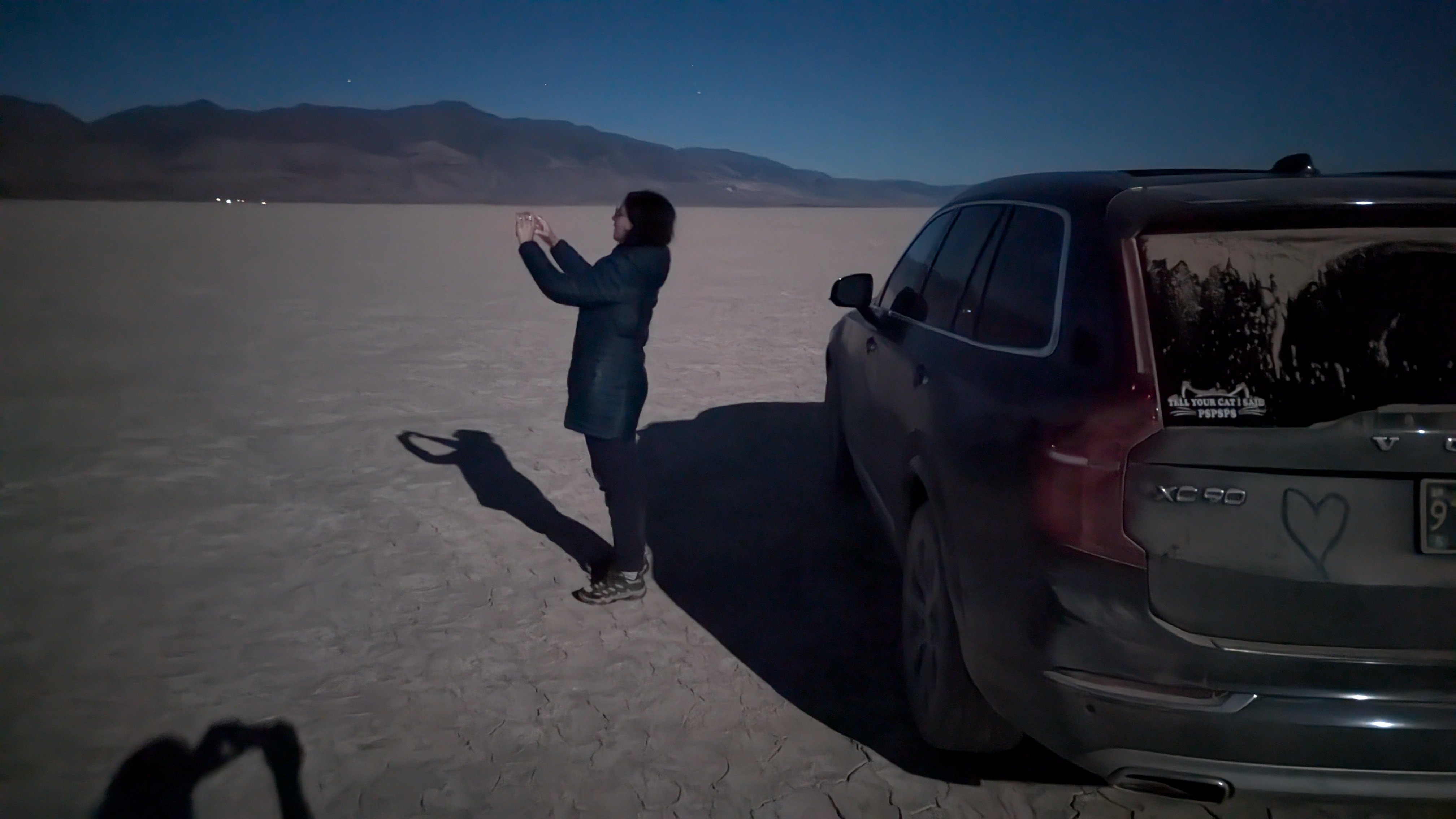 Objects still leave shadows at night on the playa when the moon is waxing gibbous